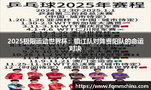 2025极限运动世界杯：镇江队对阵贵阳队的命运对决